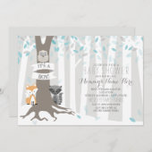 Woodland Creatures Winter Baby Shower - Boy Invitation (Front/Back)