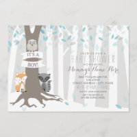 Woodland Creatures Winter Baby Shower - Boy Invitation