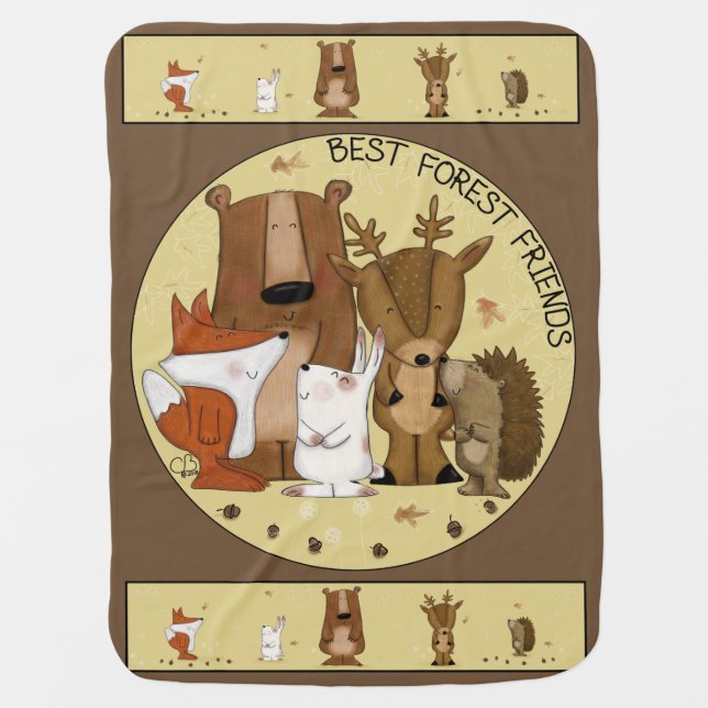 Woodland Crew-Best Forest Friends/ Individual Baby Blanket (Front)