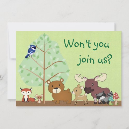 Woodland Critters Baby Shower Invitation