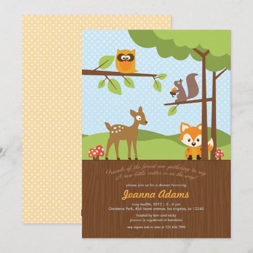 Woodland Critters Baby Shower Invitation