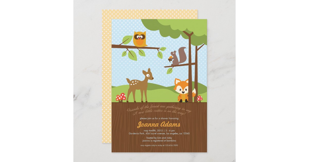 Woodland Critters Baby Shower Invitation | Zazzle