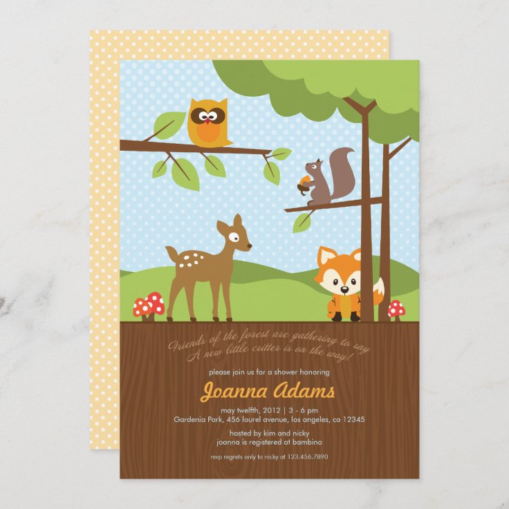 Woodland Critters Baby Shower Invitation | Zazzle