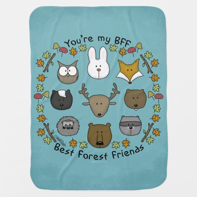 Woodland Critters-Best Forest Friends Receiving Blanket (Front)