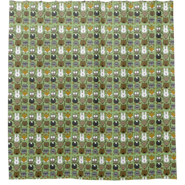 Woodland Critters-Best Forest Friends Shower Curtain (Front)