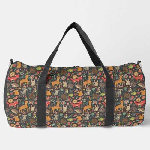 Woodland Critters Cottagecore Folk Art Duffle Bag