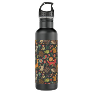 Woodland Critters Cottagecore Folk Art Stainless Steel Water Bottle