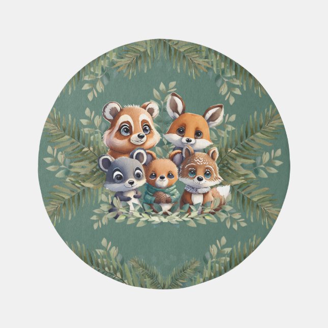 Woodland Critters Whimsical Rug (Front)