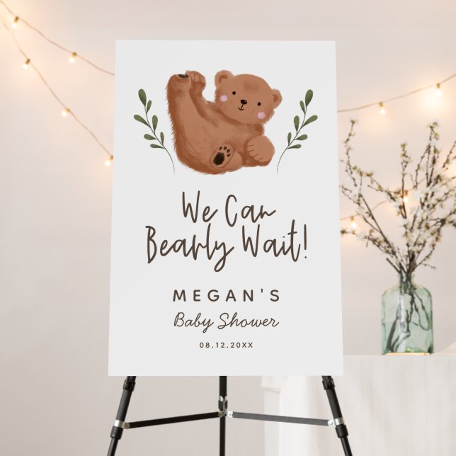 Woodland Cub Bear Baby Shower Welcome Sign (In Situ (Stand))