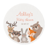 Woodland cupcake toppers Baby shower Forest Animal Edible Frosting Rounds (Front)