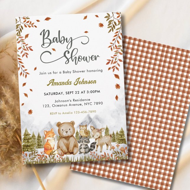 Woodland Cute Animals Baby Shower Invitation (Creator Uploaded)