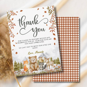 Woodland Cute Animals Baby Shower Thank You Card