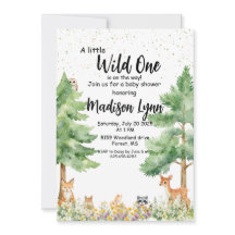 Woodland cute animals fox wild one baby shower