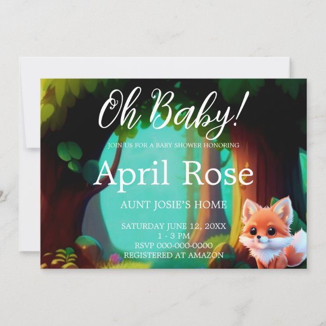 Woodland Cute baby fox baby shower Invitation (Front)