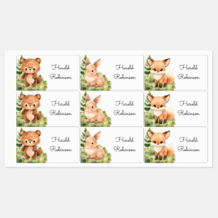 Woodland Cute Forest Friends Boy Baby Kids' Labels