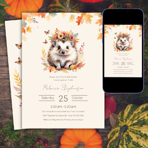 Woodland Cute Hedgehog Fall Baby Shower Invitation