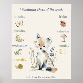 Woodland Days of the Week Poster