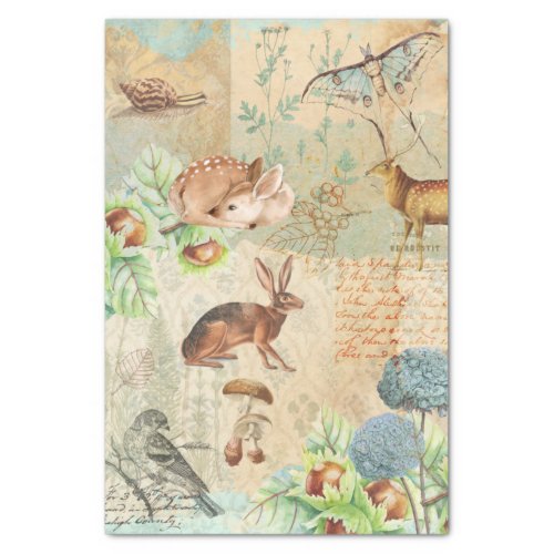 Woodland Decoupage Forest Wildlife Deer rabbit Tissue Paper