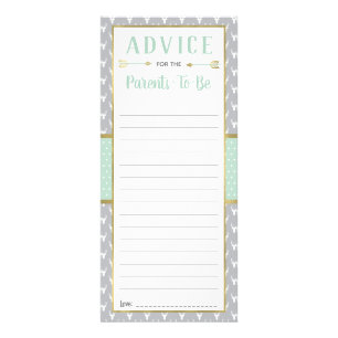 Woodland Deer Advice Card, Baby Shower, Mint, Gray Rack Card