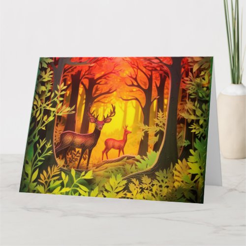 Woodland Deer and Fawn Card