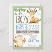 Woodland Deer and Owl Boy Baby Shower Invitation (Front)