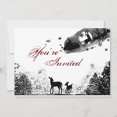 Woodland Deer and Santa Christmas Baby Shower Invitation