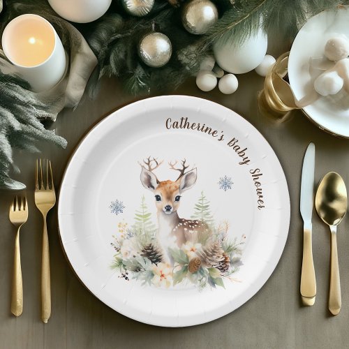 Woodland Deer Animal Baby Shower Paper Plates