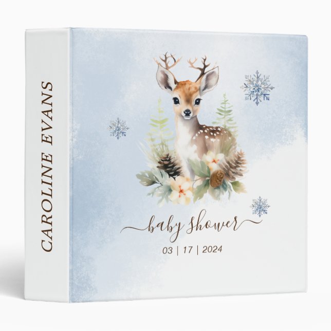 Woodland Deer Animal Baby Shower Photo Album 3 Ring Binder (Front/Spine)