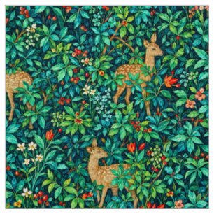 Woodland Deer Arts and Crafts Pattern Fabric