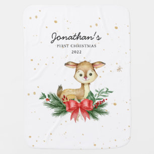Woodland Deer Baby First Christmas Blanket