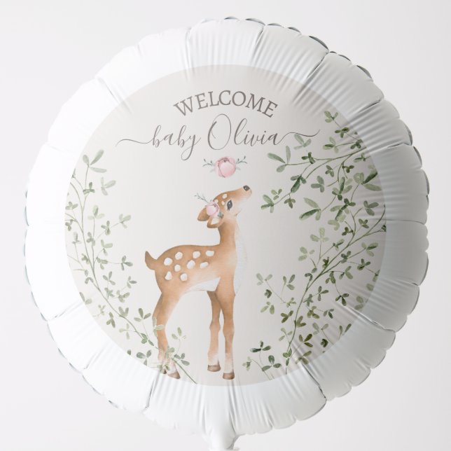 Woodland Deer Baby Shower Balloon (Front)