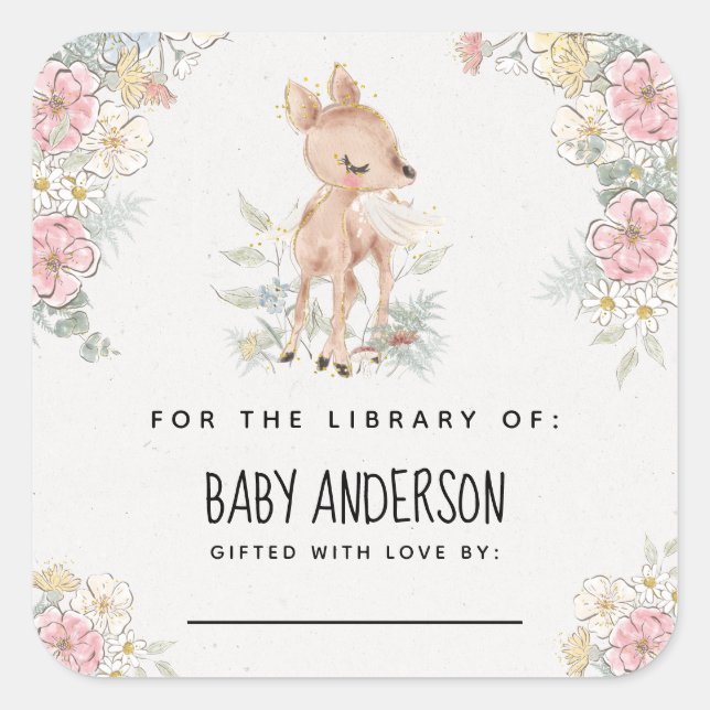 Woodland Deer Baby Shower Bookplate (Front)