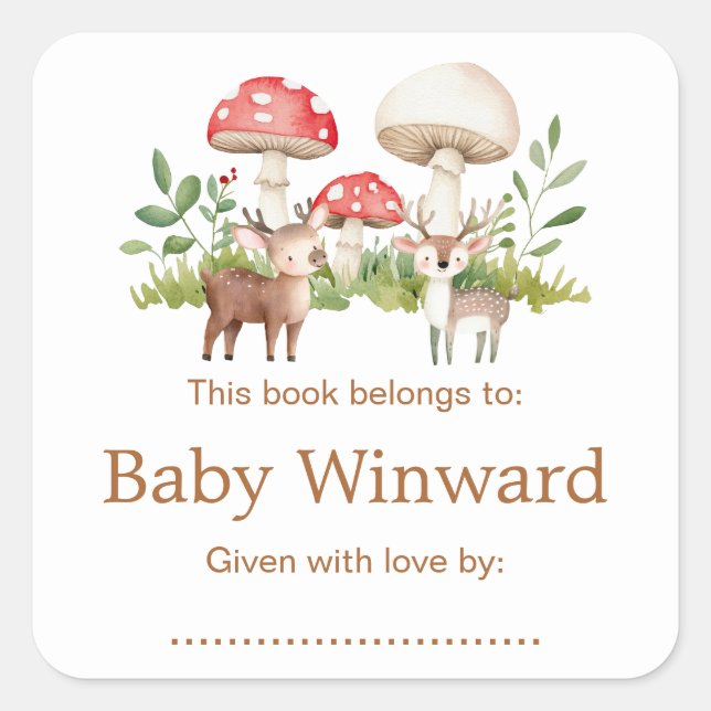 Woodland Deer Baby Shower Bookplate (Front)