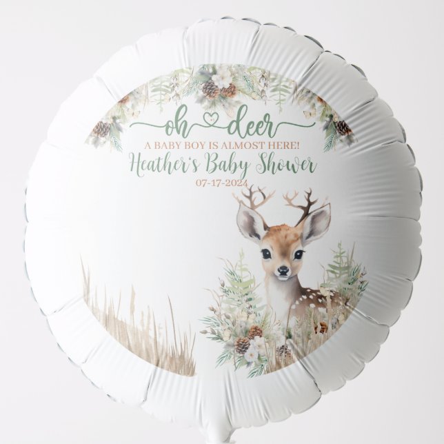 Woodland Deer Baby Shower Boy Balloon (Front)