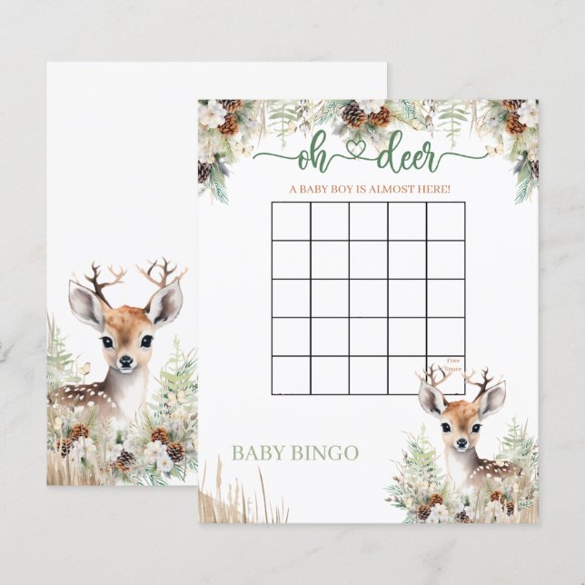 Woodland Deer Baby Shower Boy Game (Front/Back)