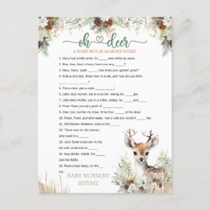 Woodland Deer Baby Shower Boy Game Postcard