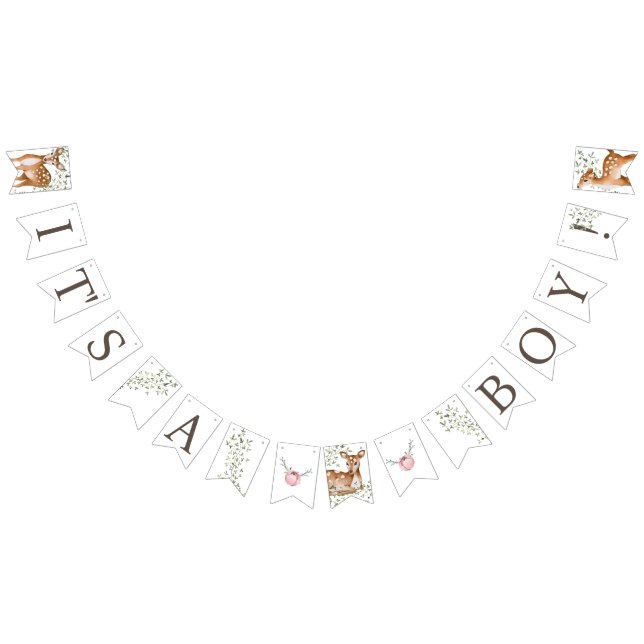 Woodland Deer Baby Shower Bunting Flags (All)