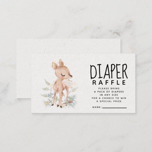 Woodland Deer Baby Shower Diaper Raffle Enclosure Card