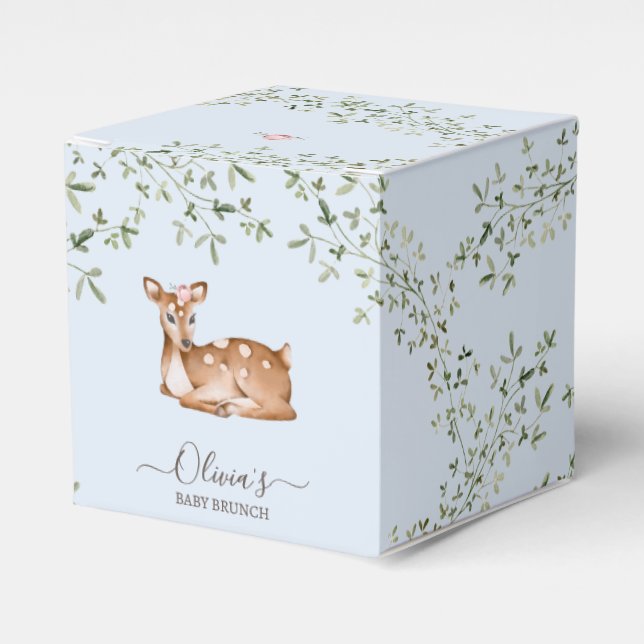 Woodland Deer Baby Shower Favor Boxes (Front Side)