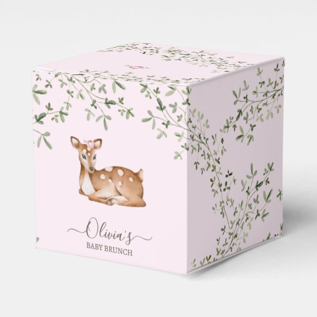 Woodland Deer Baby Shower Favor Boxes (Front Side)