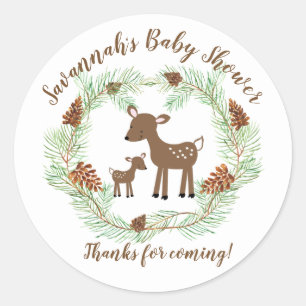 Woodland Deer Baby Shower Favor Stickers
