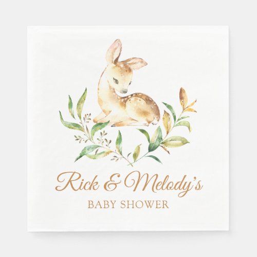 Woodland Deer Baby Shower for Boy or Girl Napkins