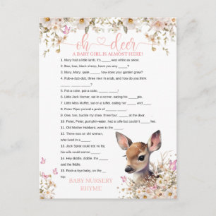 Woodland Deer Baby Shower Game Postcard