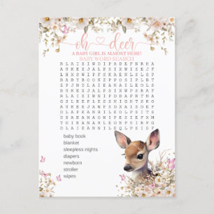 Woodland Deer Baby Shower Game Postcard