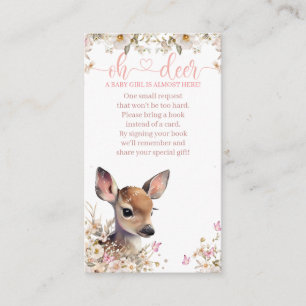 Woodland Deer Baby Shower Girl, Books For Baby Enclosure Card