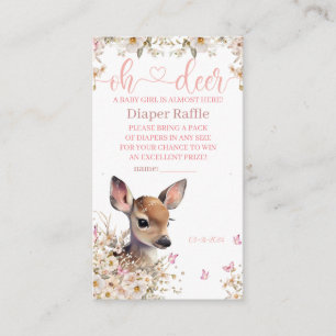 Woodland Deer Baby Shower Girl Diaper Raffle Enclosure Card