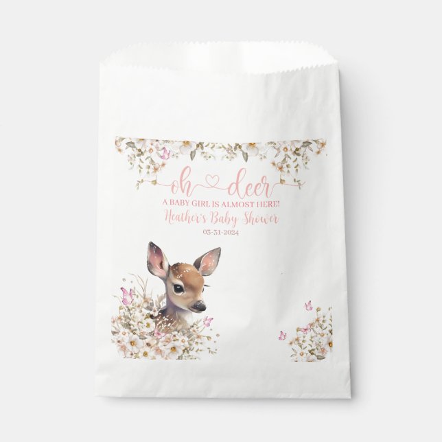 Woodland Deer Baby Shower Girl Favor Bag (Front)