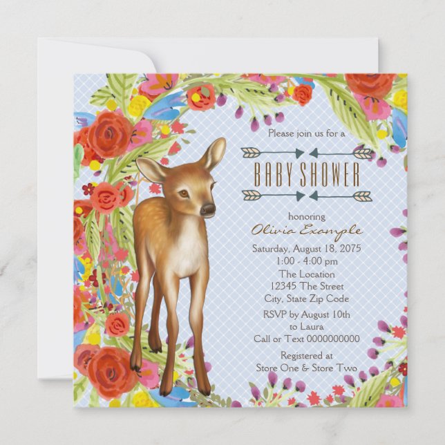 Woodland Deer Baby Shower Invitation (Front)