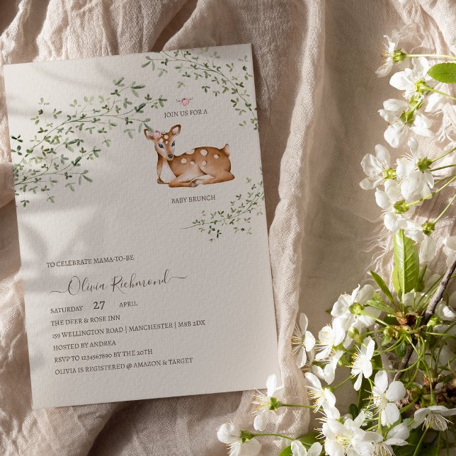 Woodland Deer Baby Shower Invitation (Creator Uploaded)