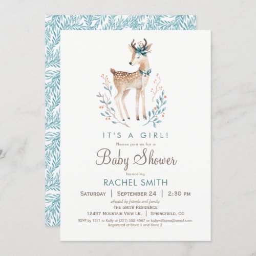 Woodland Deer Baby Shower Invitation